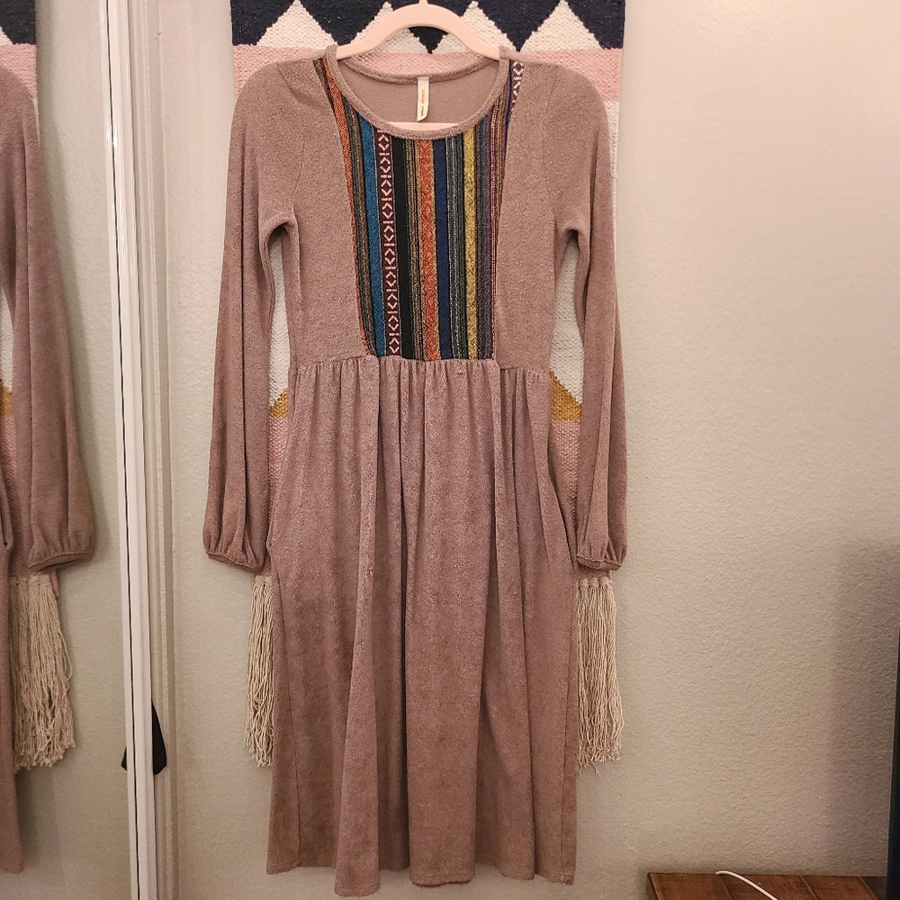 Orange Creek Mauve Terry Midi Dress